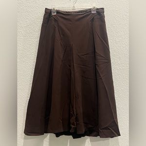 FOCUS 2000 Brown Pleated A-Line Midi Skirt EUC Size 10